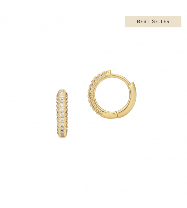 Thin Pave Huggie Hoops